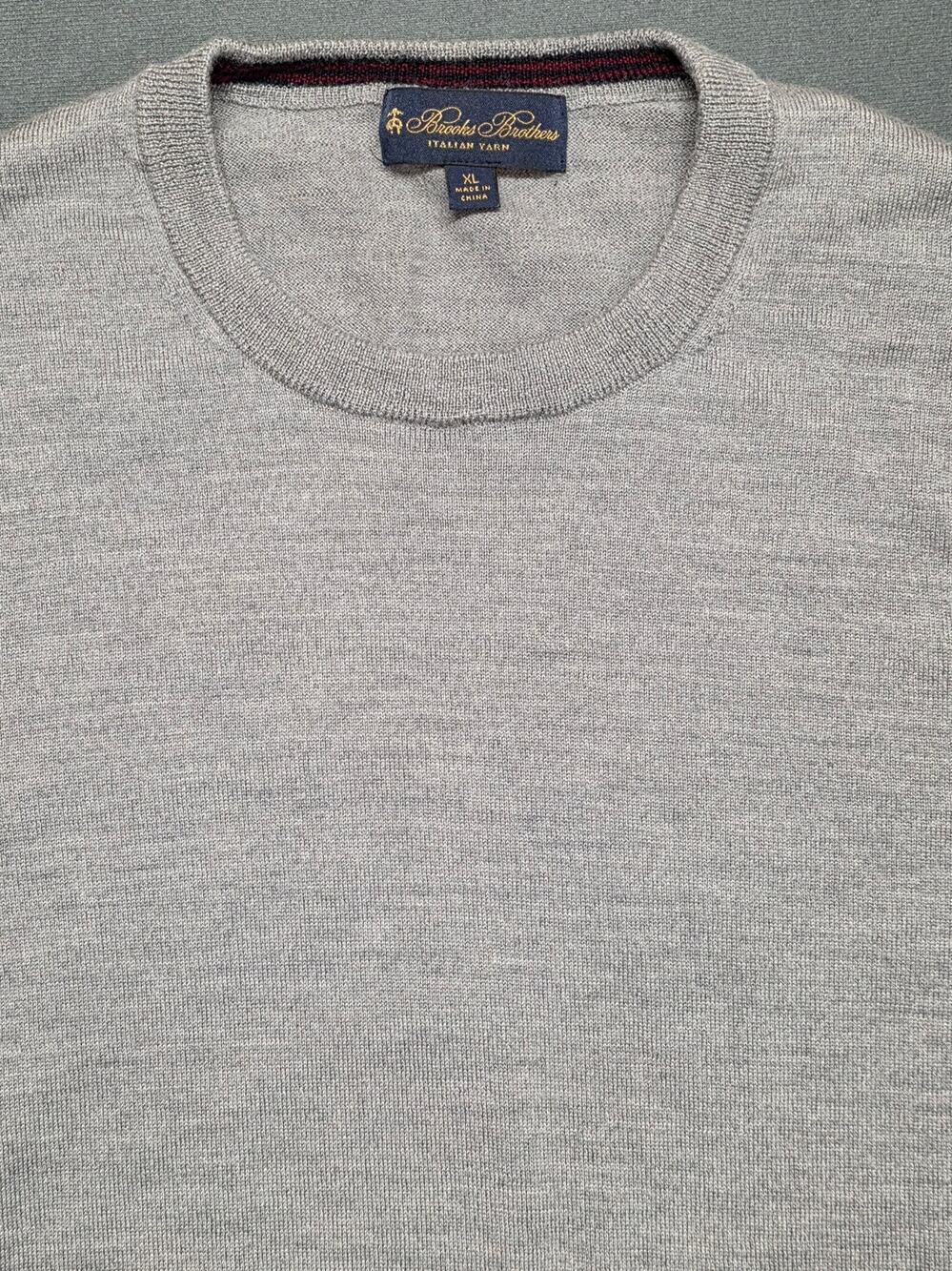 Brooks Brothers Mens XL Crewneck Wool Sweater  Pullover Light Gray